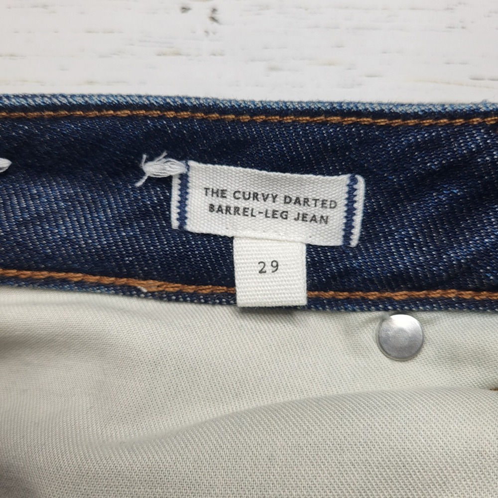 Madewell Curvy Darted Barrel Leg Jeans Button Fly Soft Drape Dark Wash Blue 29 - Picture 10 of 11
